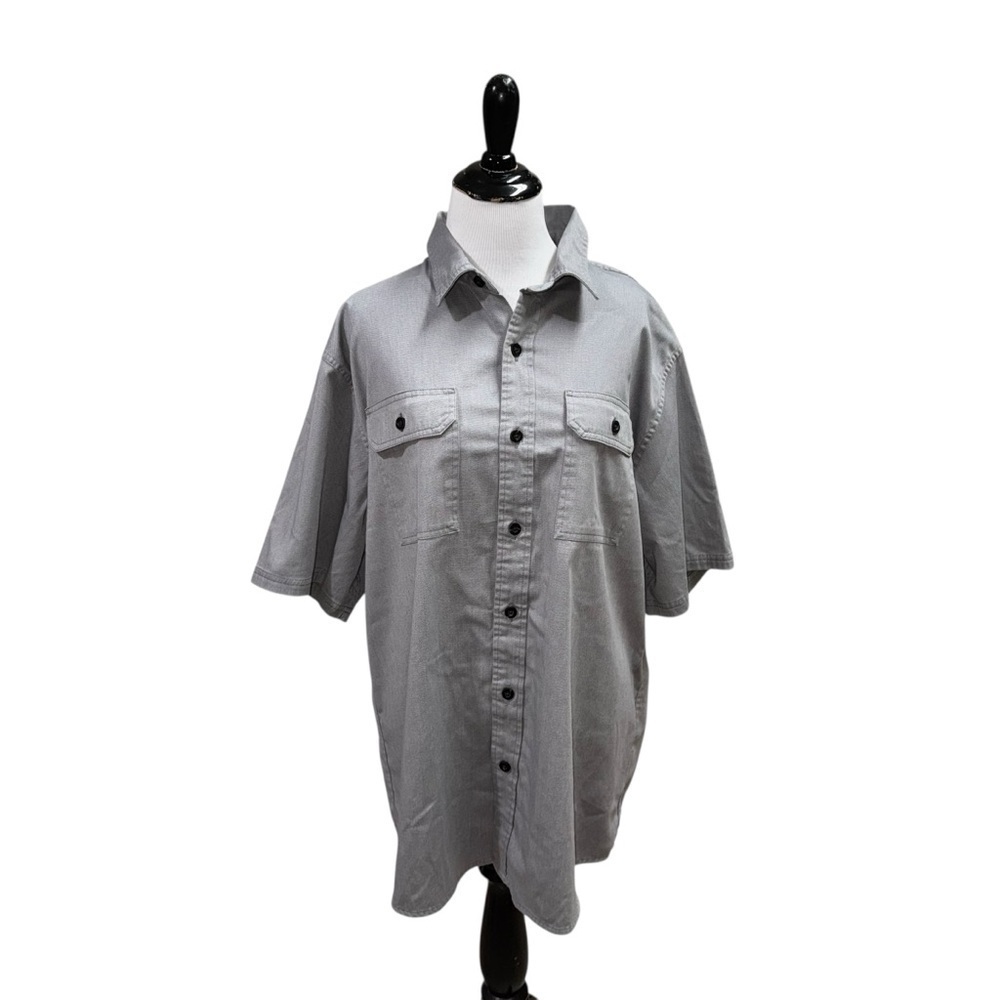 Wrangler Men's L Large Button Down Shirt Work Shirt Short Sleeves Pockets Cotton